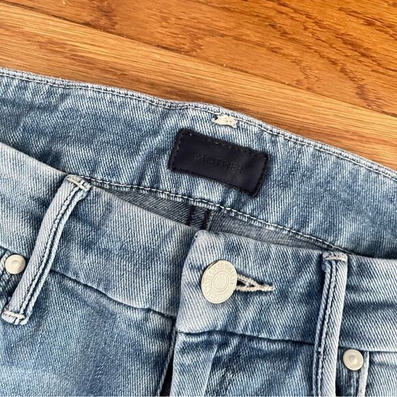 Mother The Looker Ankle Fray Cropped Skinny Jeans Womens 24 When Sparks Fly Blue - Picture 4 of 11
